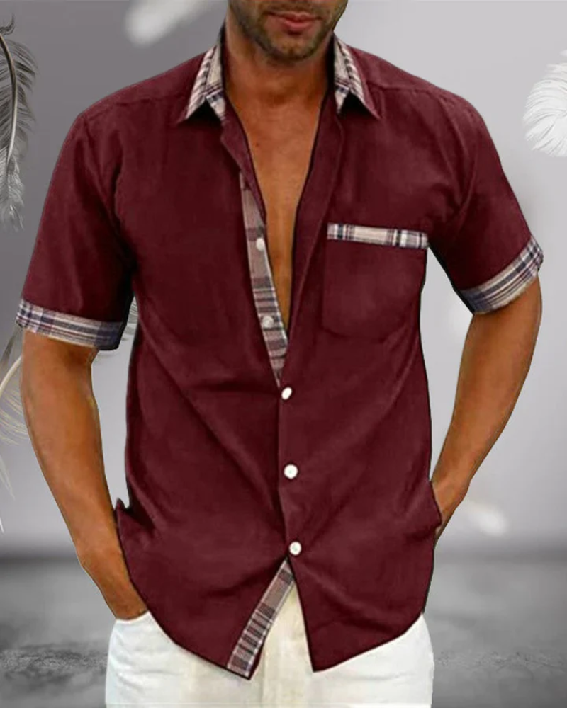 Men's Short Sleeve Stand Collar Shirt - Casual Comfort & Modern Style