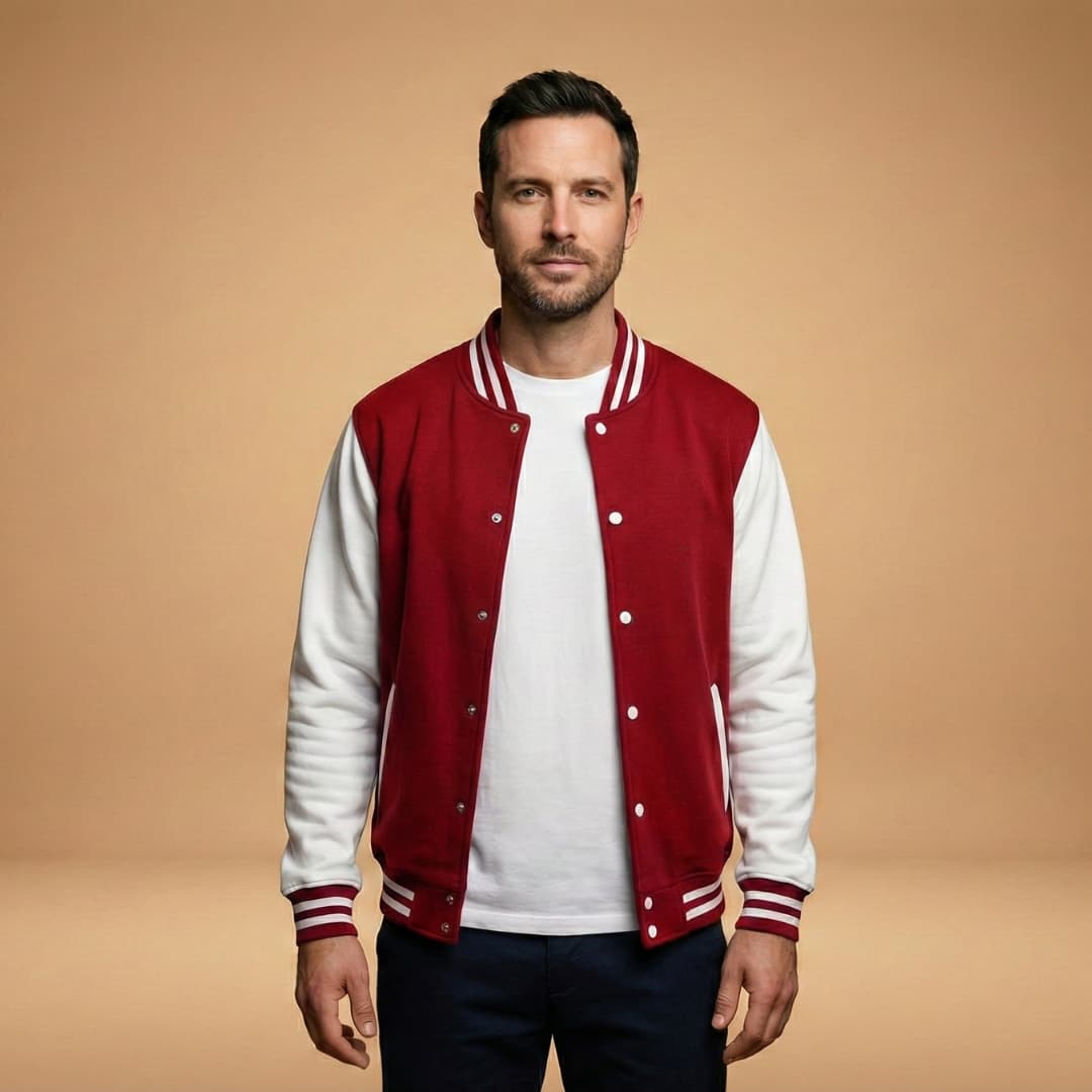 Men's Stylish Bomber Jacket with Snap Closure & Pockets