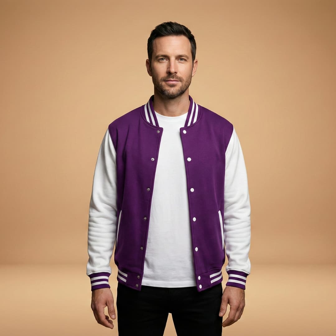 Men's Stylish Bomber Jacket with Snap Closure & Pockets