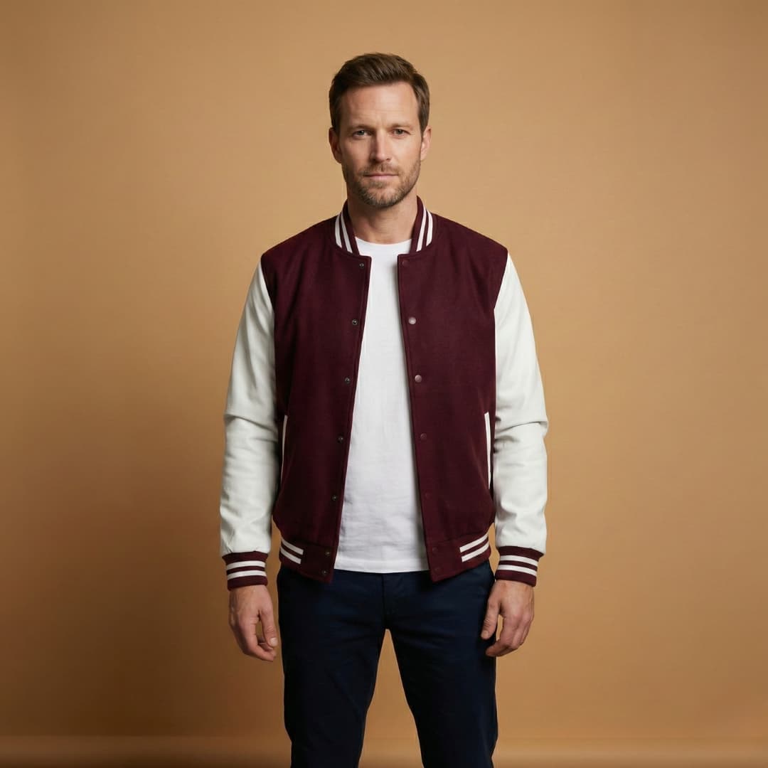 Men's Stylish Bomber Jacket with Snap Closure & Pockets