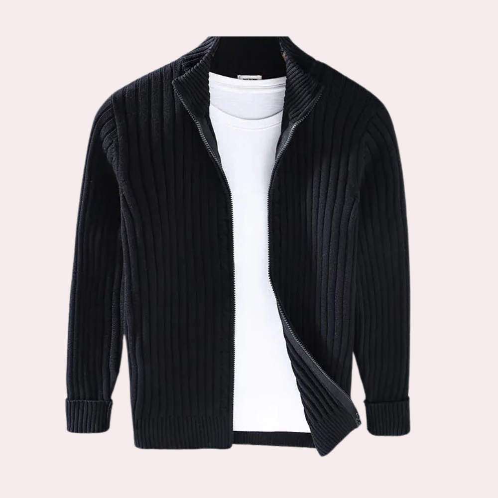 Men's Stylish Ribbed Knit Jacket for Modern Comfort