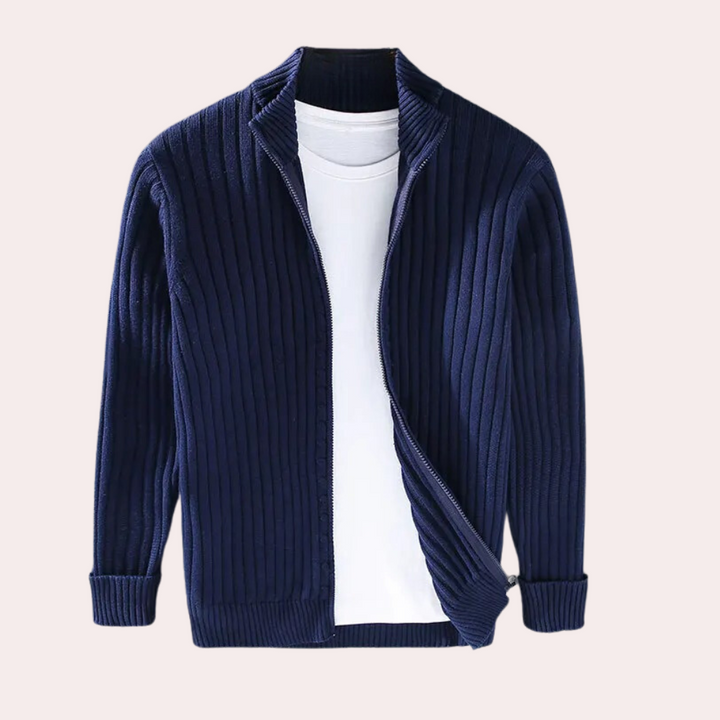 Men's Stylish Ribbed Knit Jacket for Modern Comfort