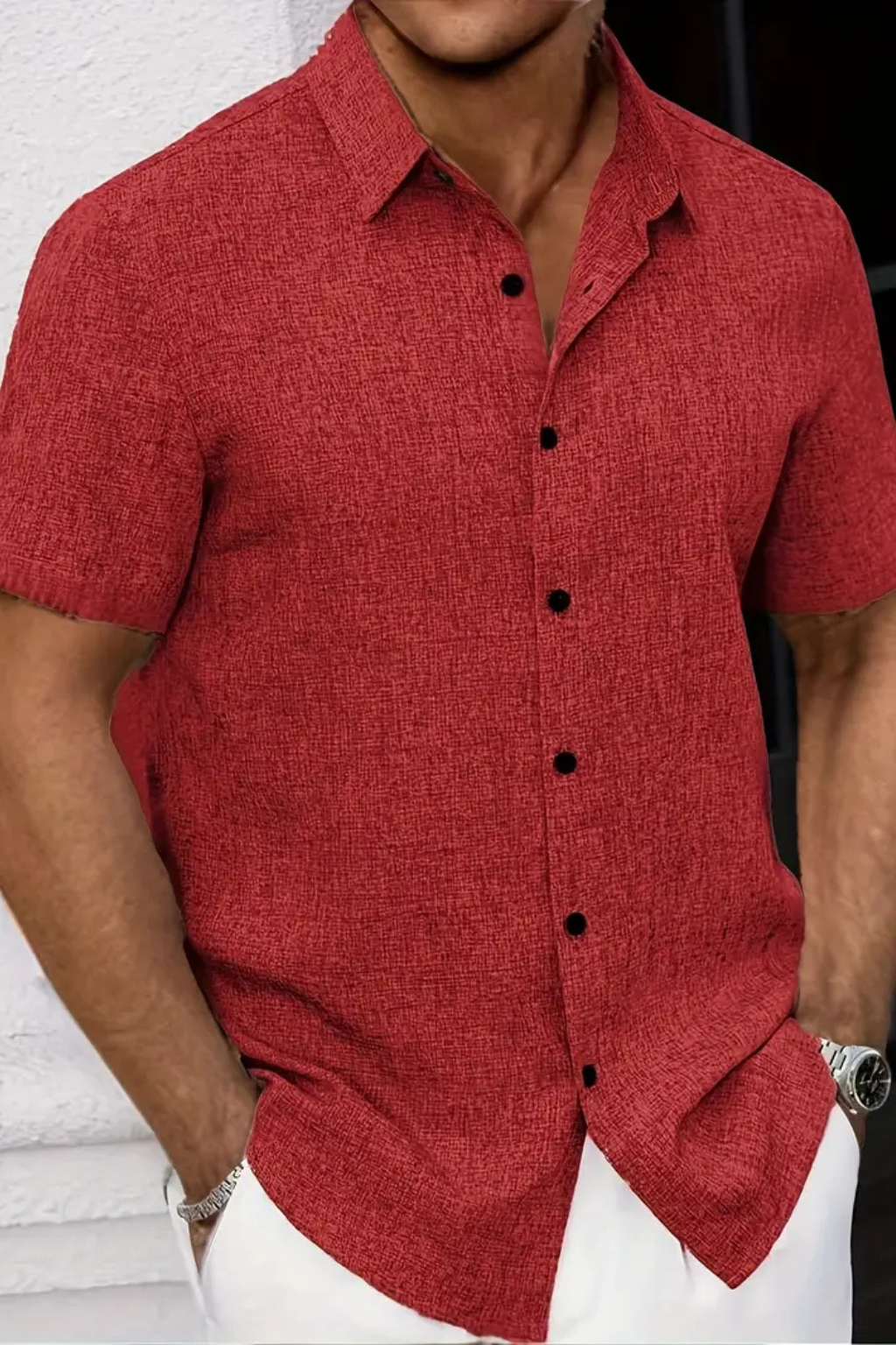 Men's Stylish Short Sleeve Button Down Summer Shirt, view 10 - Elena Harper