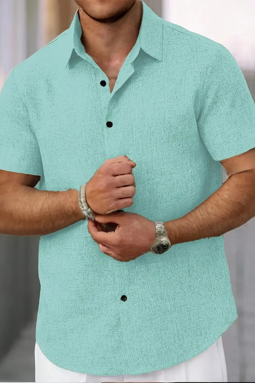 Men's Stylish Short Sleeve Button Down Summer Shirt
