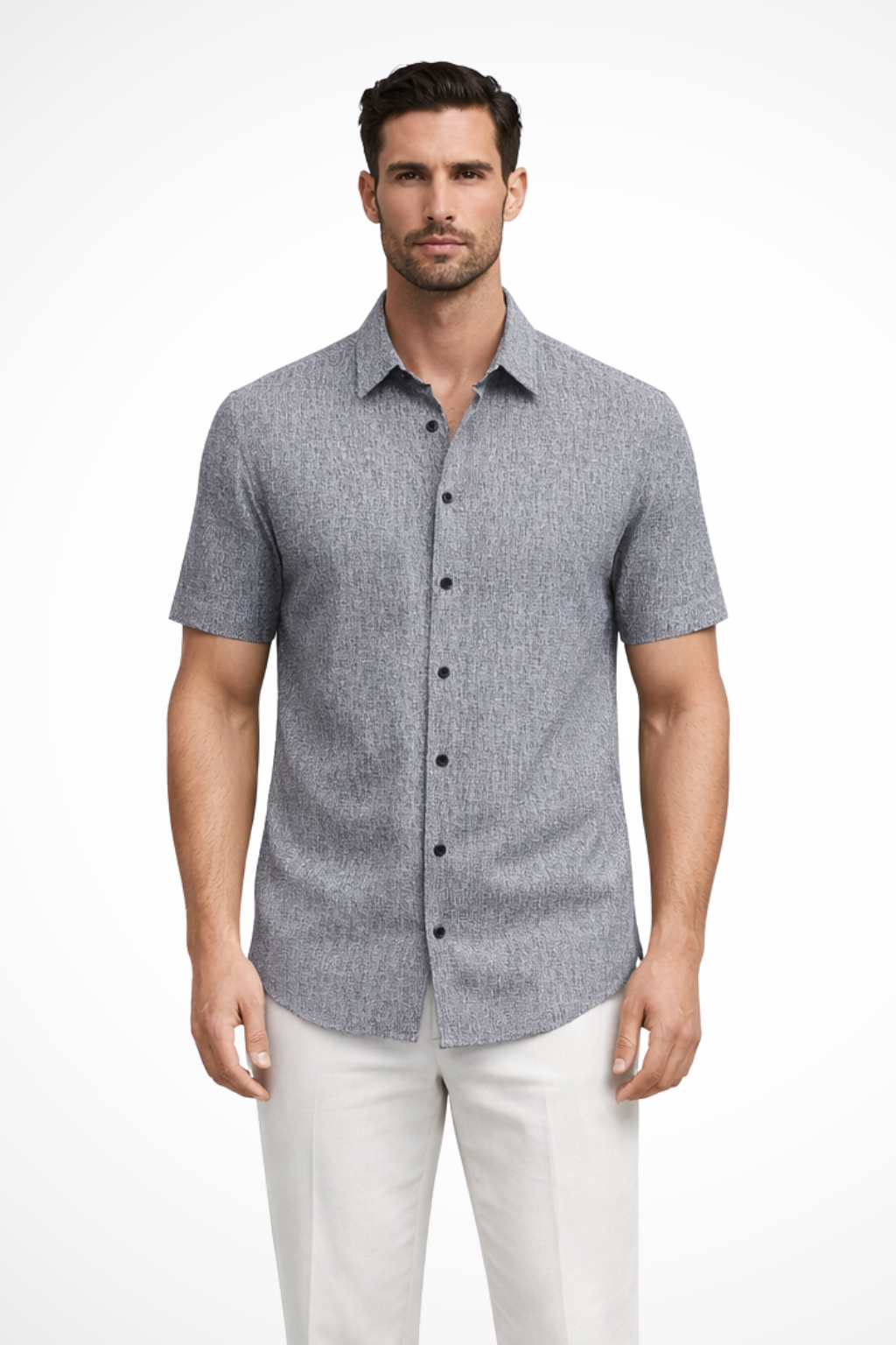 Men's Stylish Short Sleeve Button Down Summer Shirt, view 5 - Elena Harper