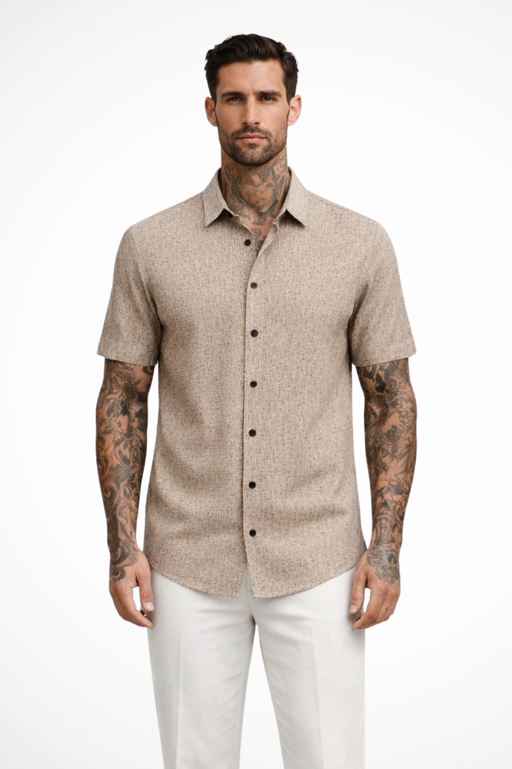 Men's Stylish Short Sleeve Button Down Summer Shirt, view 7 - Elena Harper
