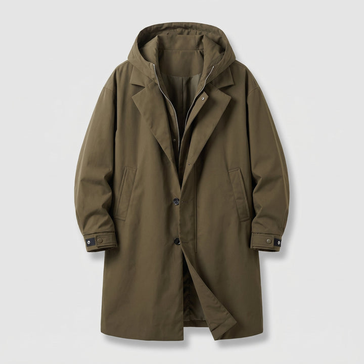 Men's Tailored Overcoat | Lightweight Wind Resistant with Hood