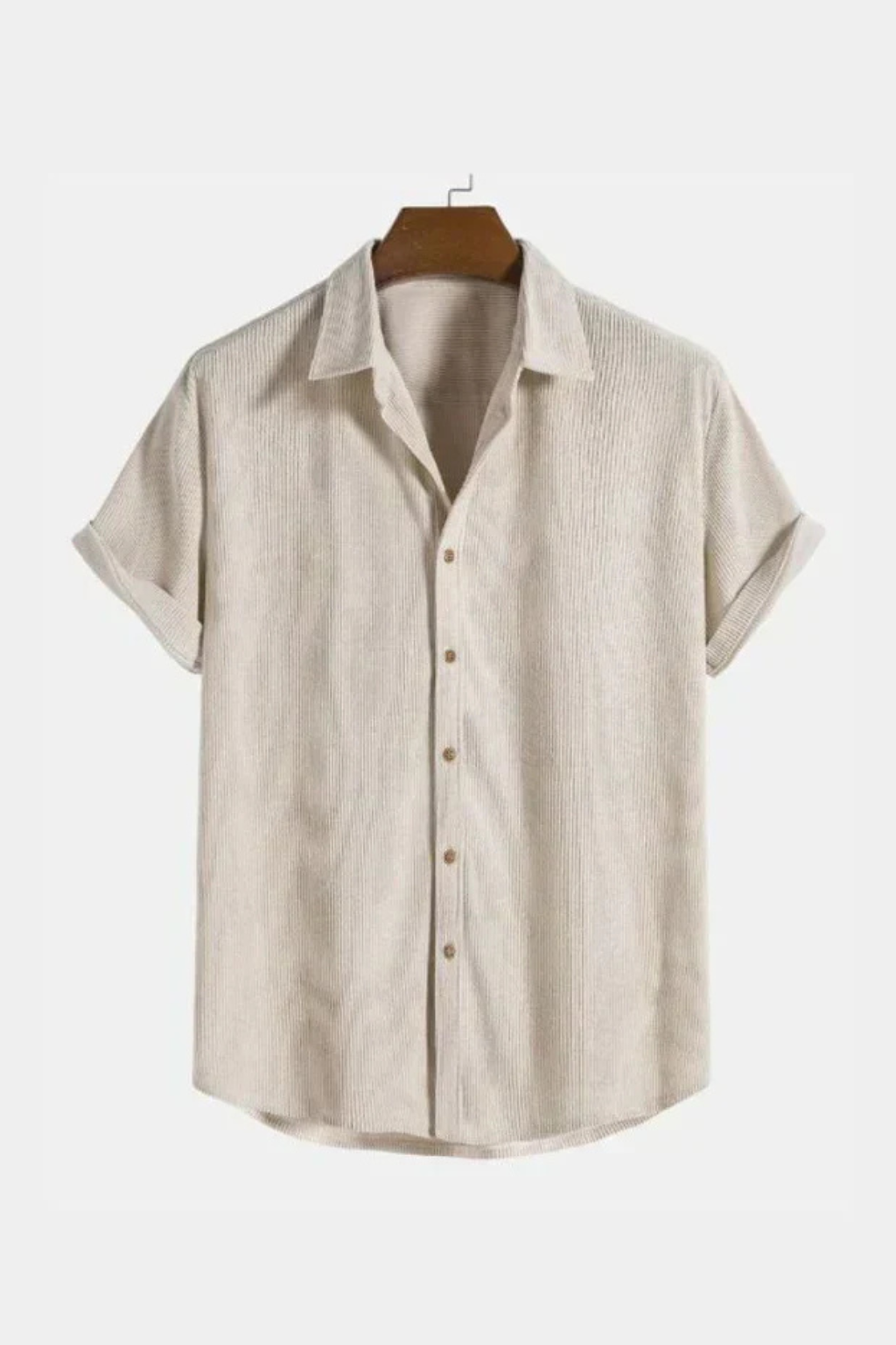Men's Textured Short Sleeve Button Down Camp Collar Shirt