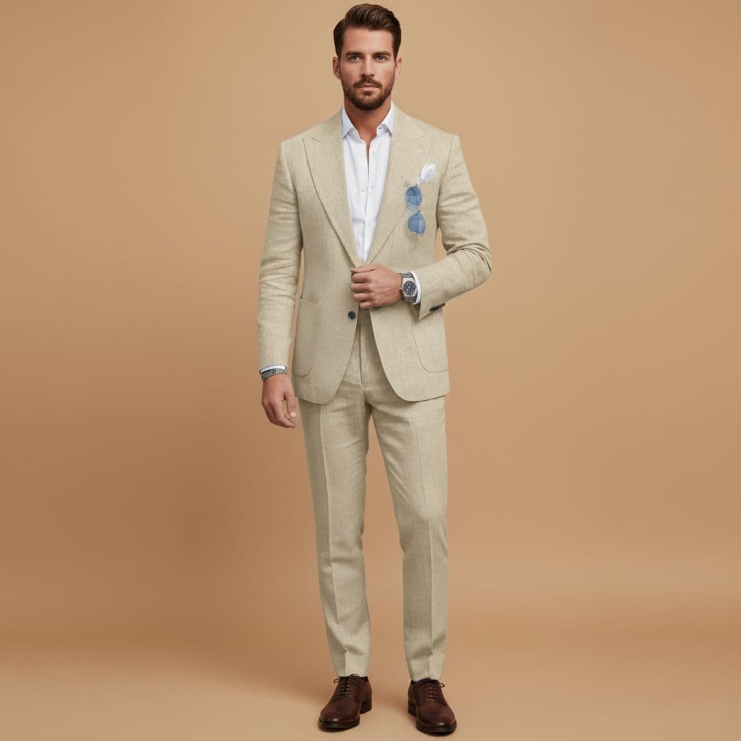 Men's Formal Two-Piece Suit with Notch Lapel Blazer