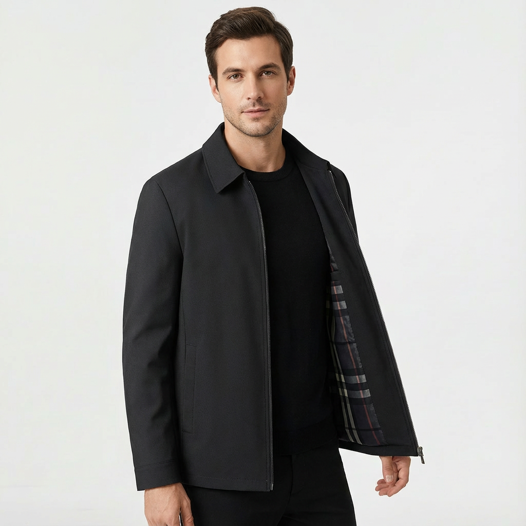 Men's Windproof Harrington Jacket – Stylish Zip-Front Comfort