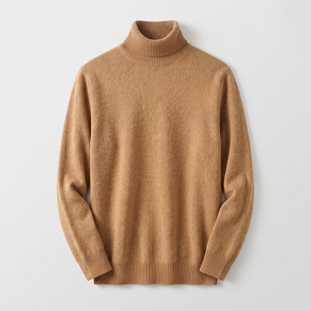 Men's Wool Turtleneck Jumper with Ribbed Collar