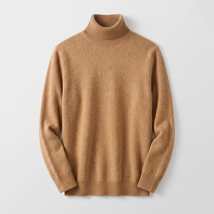 Men's Wool Turtleneck Jumper with Ribbed Collar