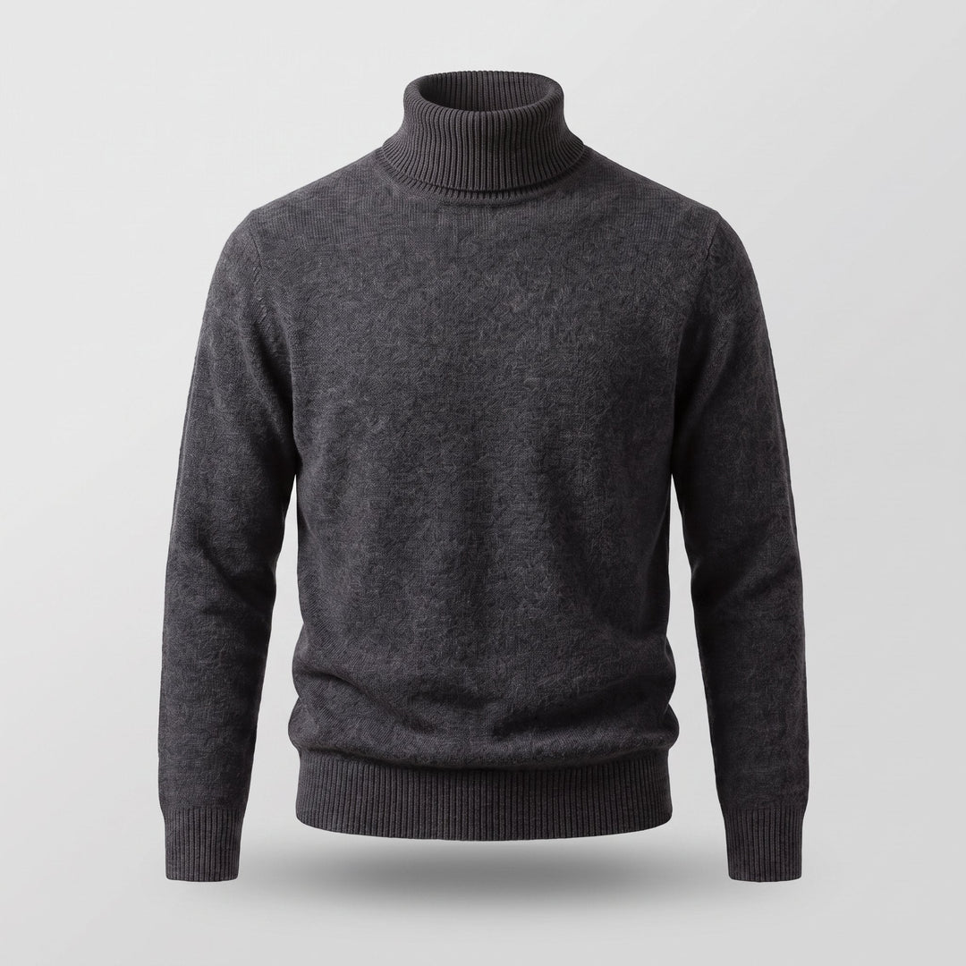 Men's Wool Turtleneck Jumper with Ribbed Collar