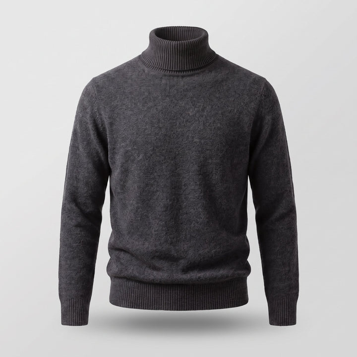 Men's Wool Turtleneck Jumper with Ribbed Collar