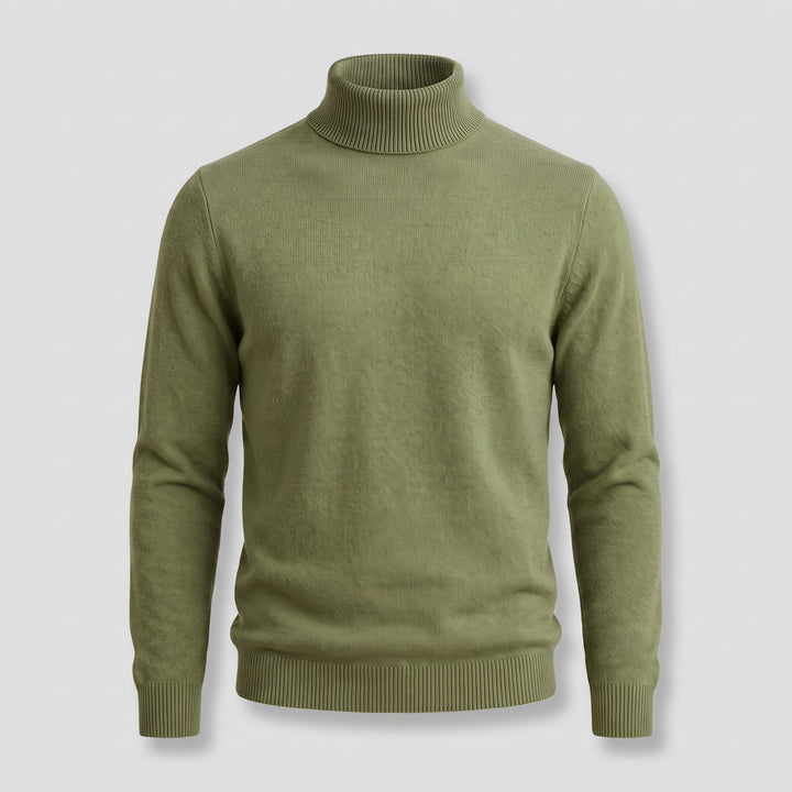 Men's Wool Turtleneck Jumper with Ribbed Collar