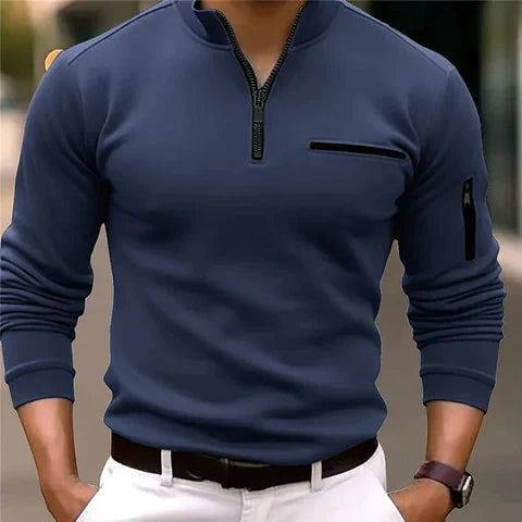 Men's Zip Sweater with Pockets - Comfortable & Versatile Layer