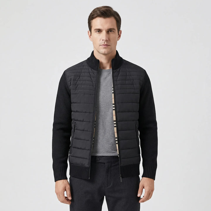 Men's Zip-Up Jacket with Stand Collar - Elena Harper