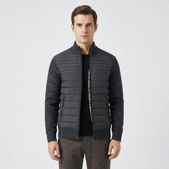 Men's Zip-Up Jacket with Stand Collar, view 2 - Elena Harper