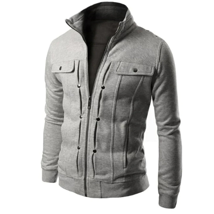 Men's Zip-Up Stand Collar Jacket, view 3 - Elena Harper