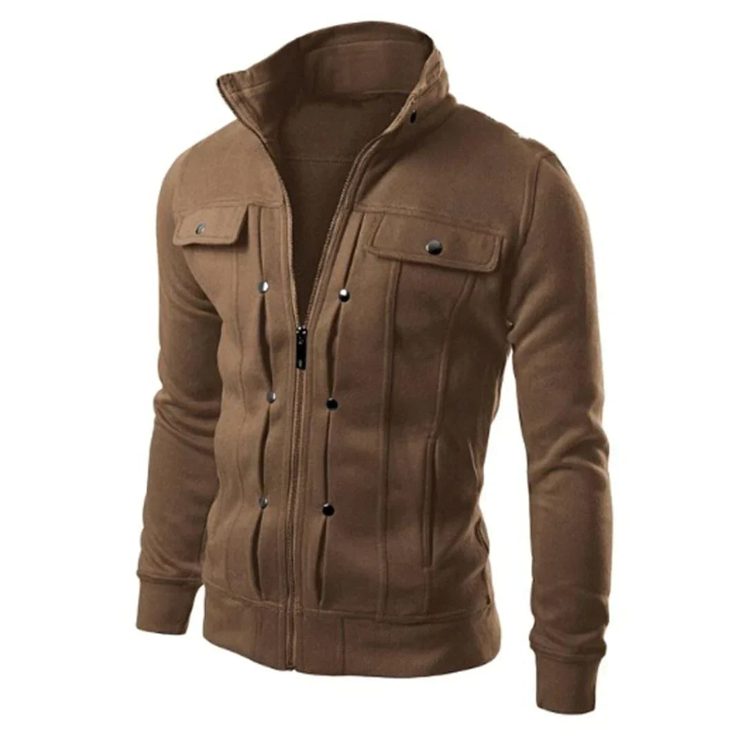 Men's Zip-Up Stand Collar Jacket, view 5 - Elena Harper