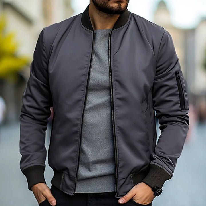 Men's Lightweight Bomber Jacket with Ribbed Trim