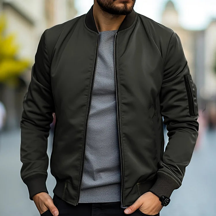 Men's Lightweight Bomber Jacket with Ribbed Trim