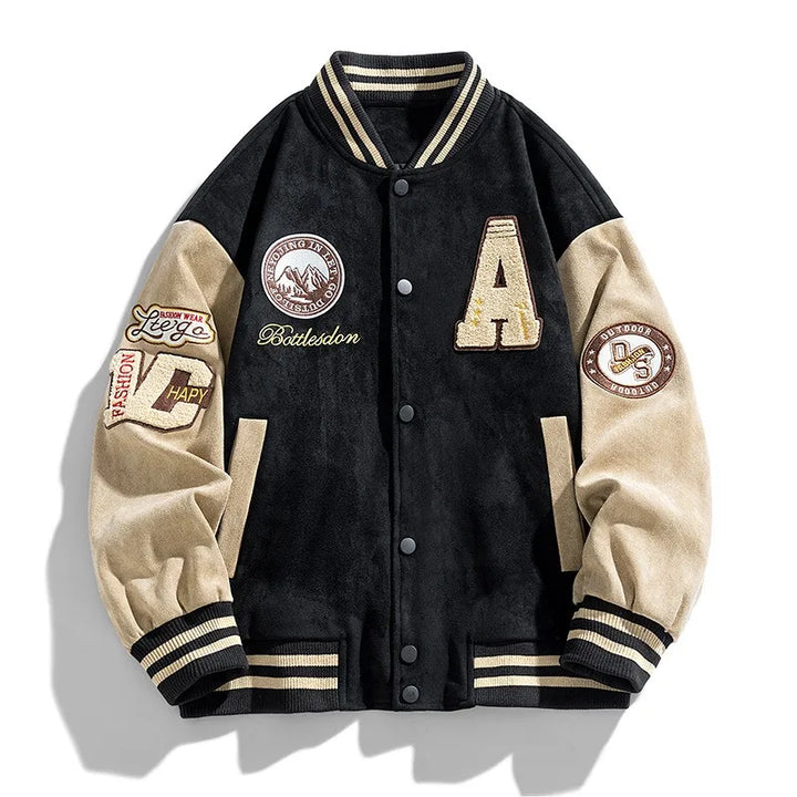 Men's Varsity Button Up Bomber Jacket