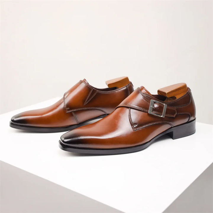 Men's Shoes with Buckle and Elongated Toe