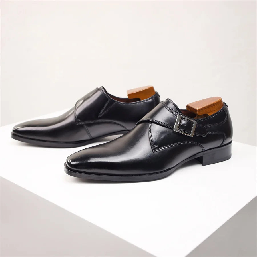 Men's Shoes with Buckle and Elongated Toe