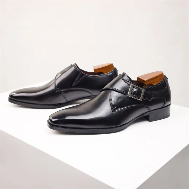 Men's Shoes with Buckle and Elongated Toe
