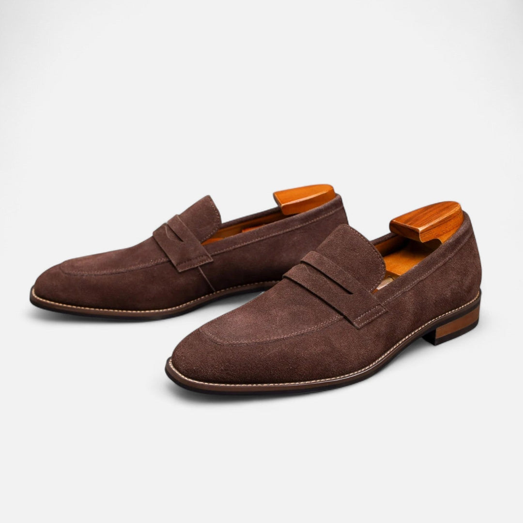 Men's Suede Moccasins with Cut-Out Strap