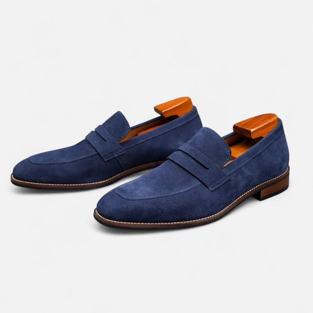 Men's Suede Moccasins with Cut-Out Strap