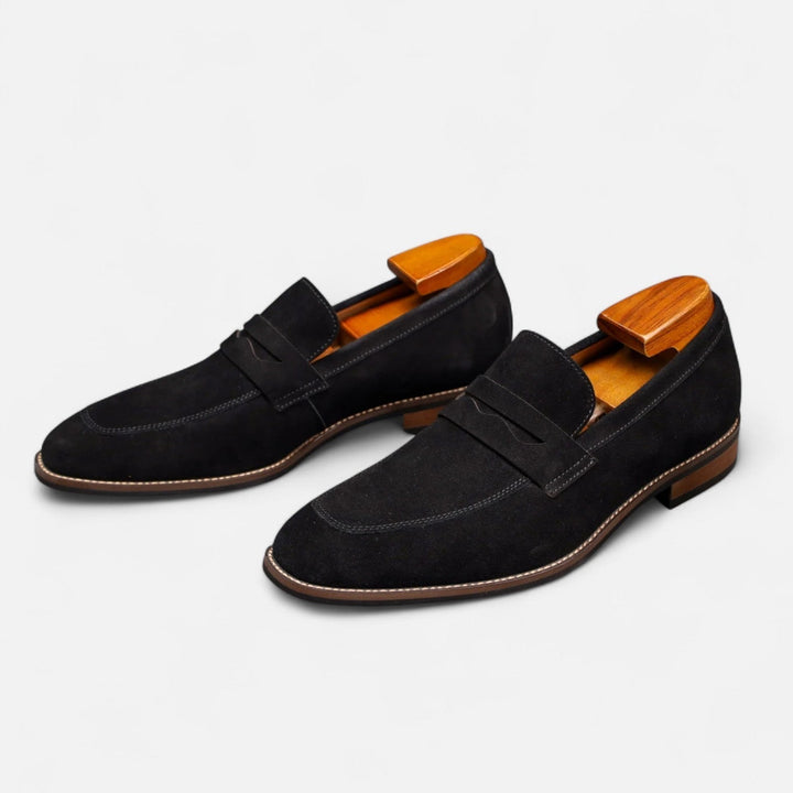 Men's Suede Moccasins with Cut-Out Strap