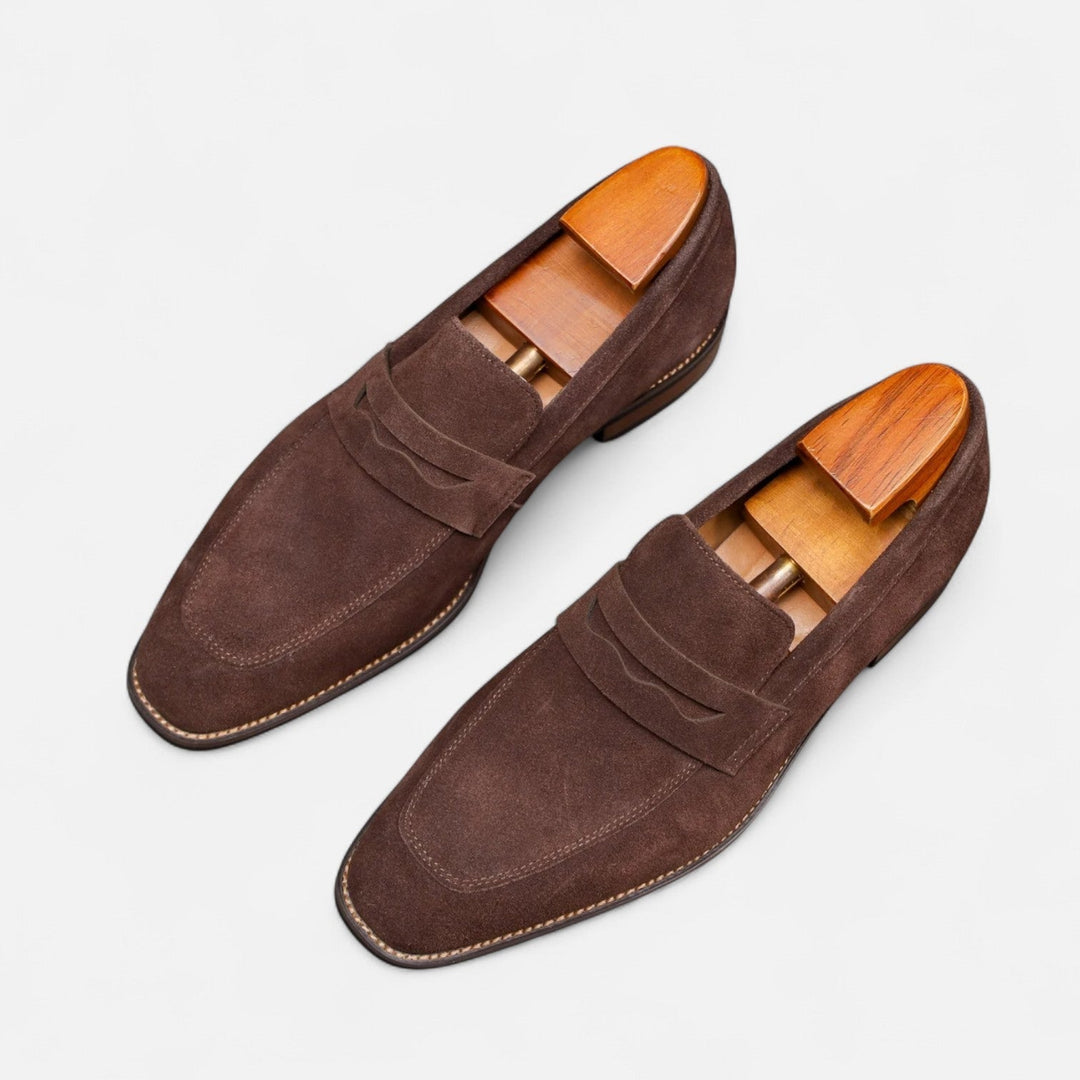 Men's Suede Moccasins with Cut-Out Strap
