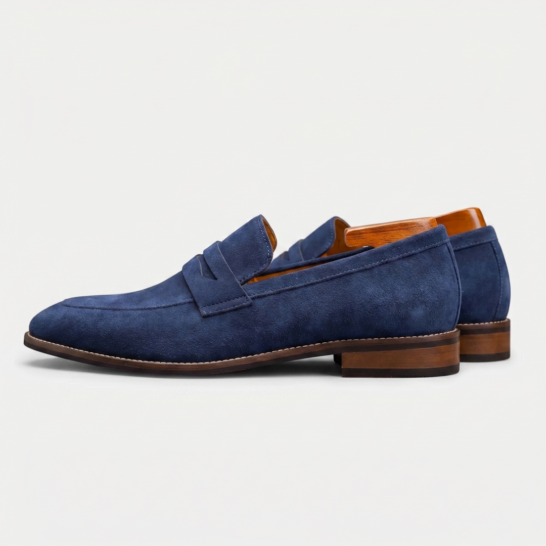 Men's Suede Moccasins with Cut-Out Strap