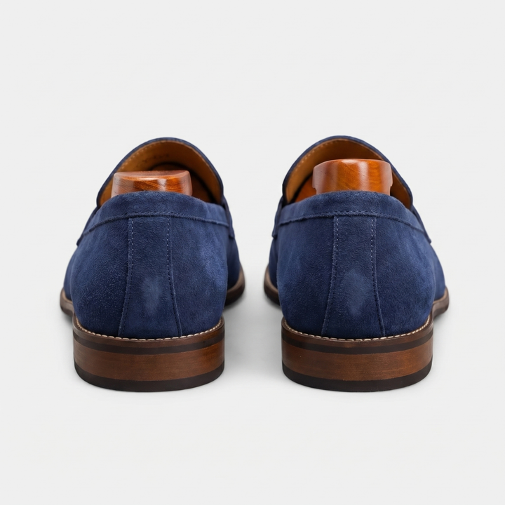 Men's Suede Moccasins with Cut-Out Strap