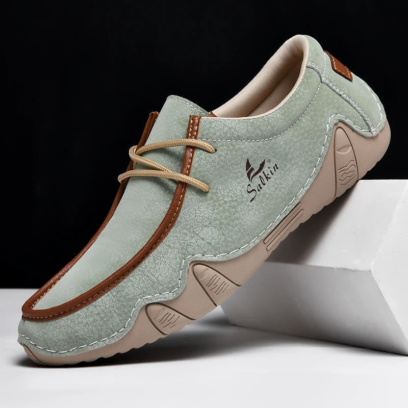 Men's Lace-Up Moccasins with Flexible Sole - Elena Harper