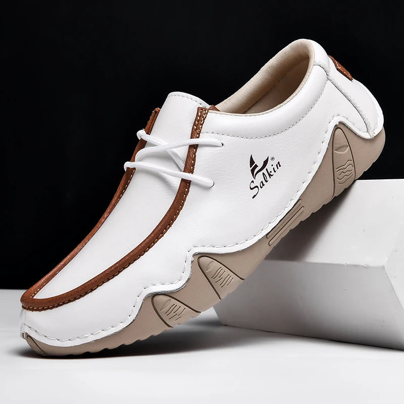 Men's Lace-Up Moccasins with Flexible Sole - Elena Harper