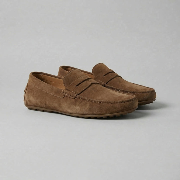 Men's Suede Loafers with Soft Strap - Elena Harper