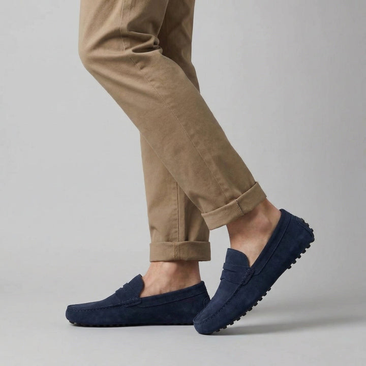 Men's Suede Loafers with Soft Strap - Elena Harper