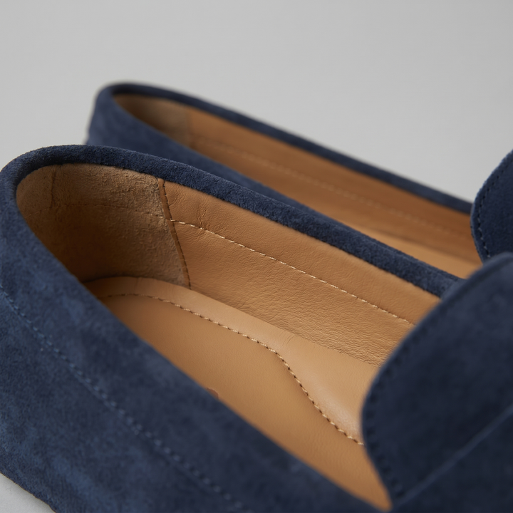 Men's Suede Loafers with Soft Strap - Elena Harper