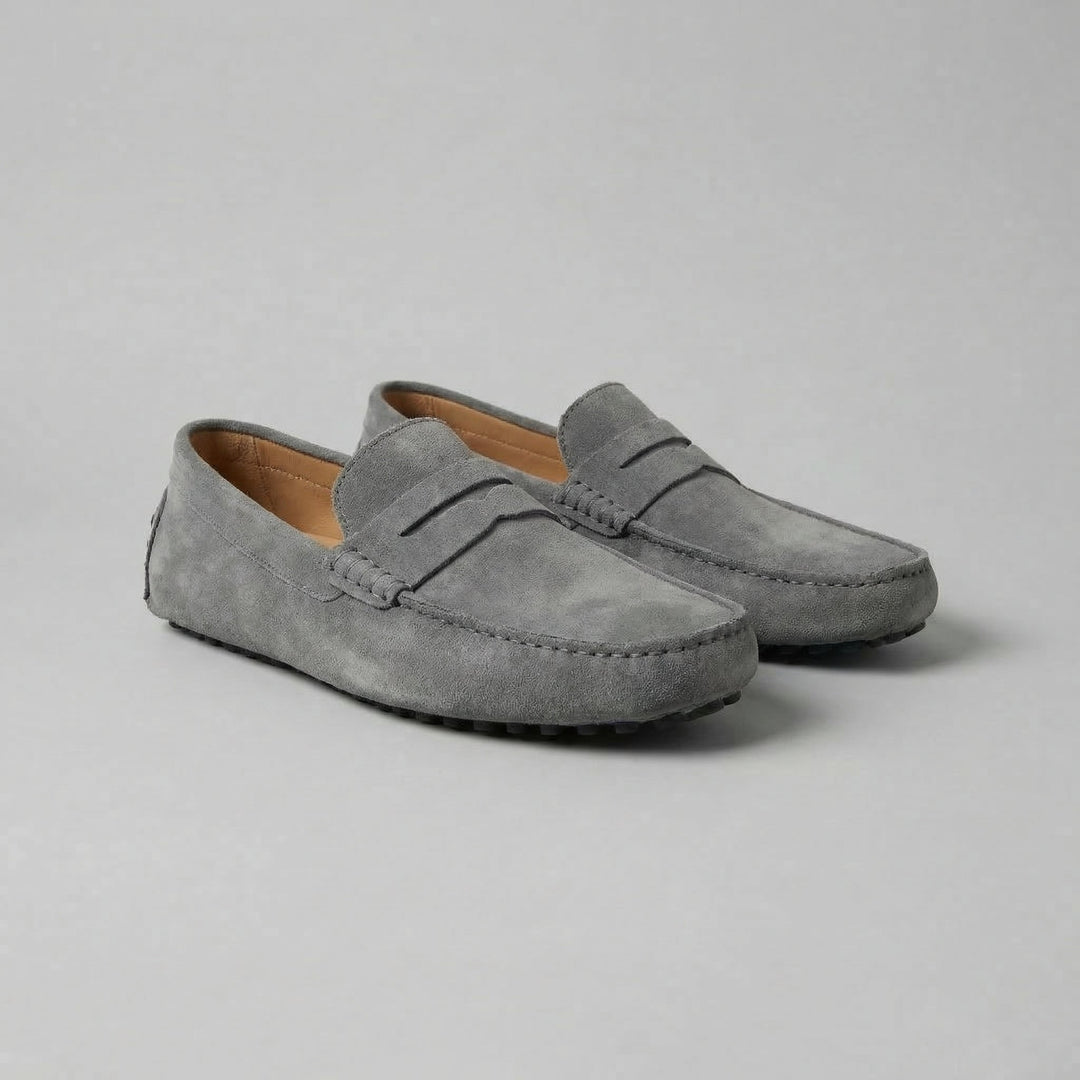 Men's Suede Loafers with Soft Strap - Elena Harper