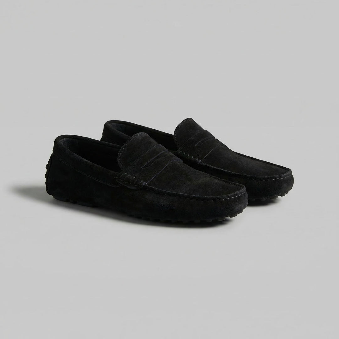 Men's Suede Loafers with Soft Strap - Elena Harper