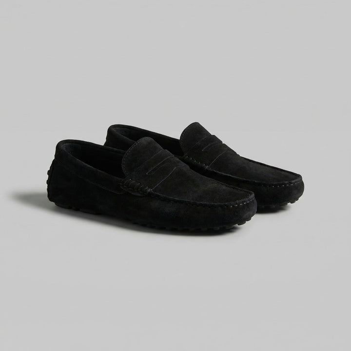 Men's Suede Loafers with Soft Strap - Elena Harper