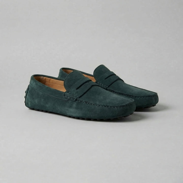 Men's Suede Loafers with Soft Strap - Elena Harper