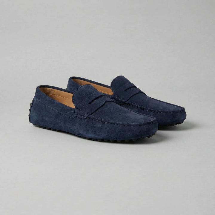 Men's Suede Loafers with Soft Strap - Elena Harper