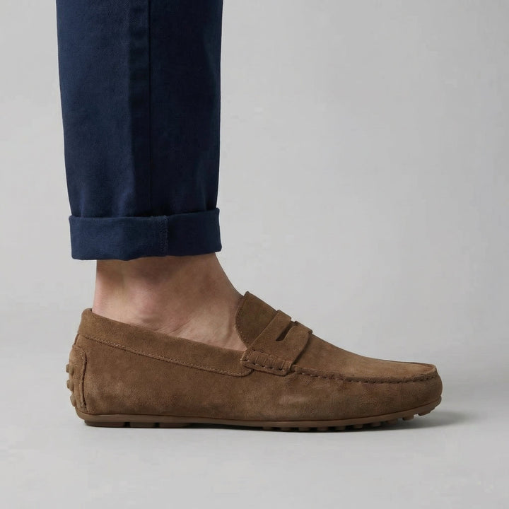 Men's Suede Loafers with Soft Strap - Elena Harper