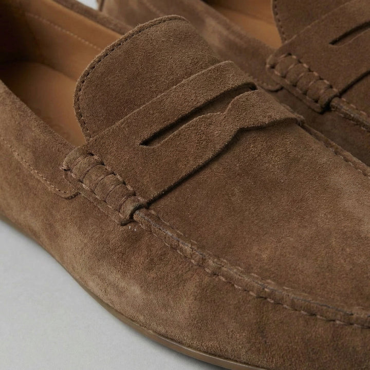 Men's Suede Loafers with Soft Strap - Elena Harper