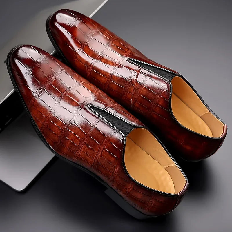 Men's Dress Shoes with Crocodile Effect