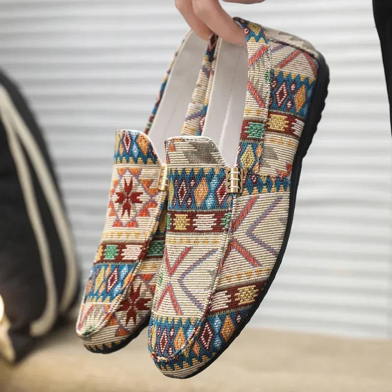 Men's Moccasins with Woven Patterns